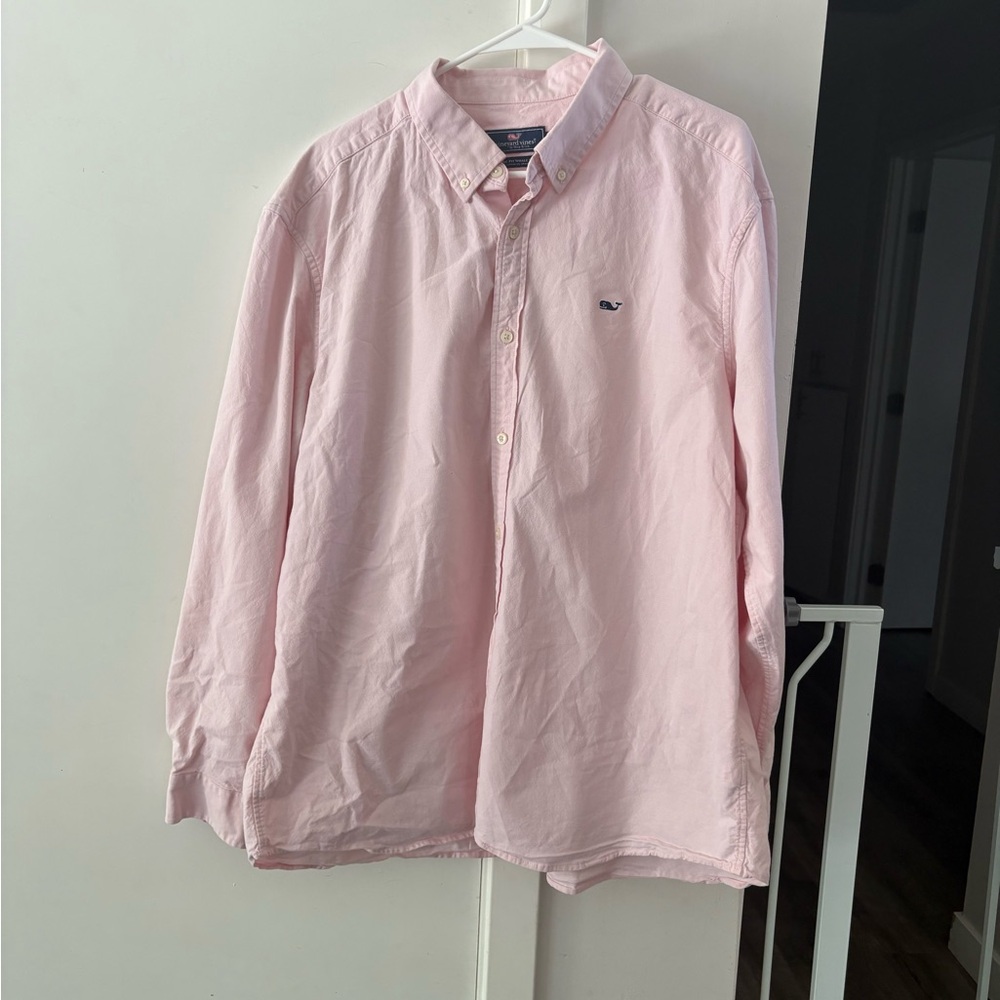 Vineyard vines cotton button up in flamingo xxl